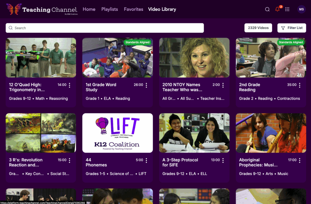 Empower 3.0 Video Library - shows thumbnails of many videos.
